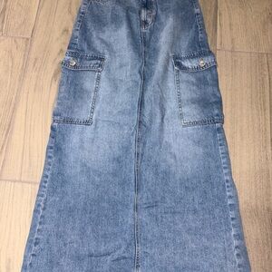 Women's Blue Denim Cargo Skirt
